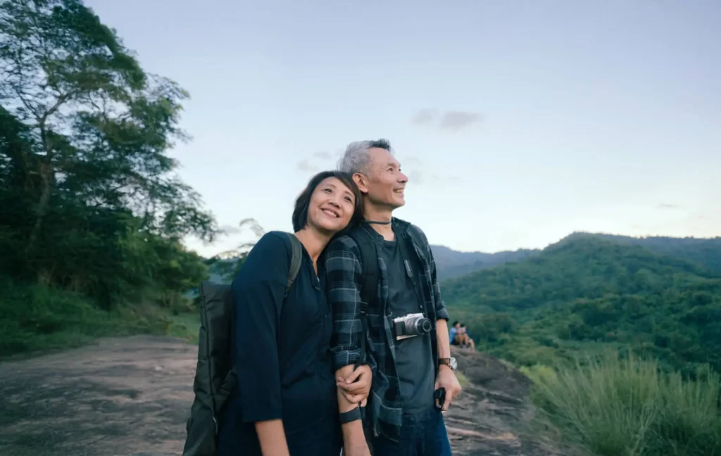 A couple hiking.